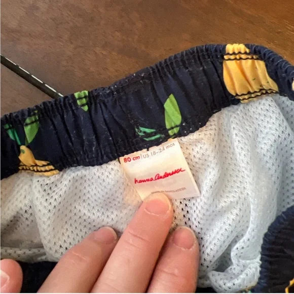 Hanna Andersson Navy Lemon Print Swimsuit 18-24M - Picture 4 of 5